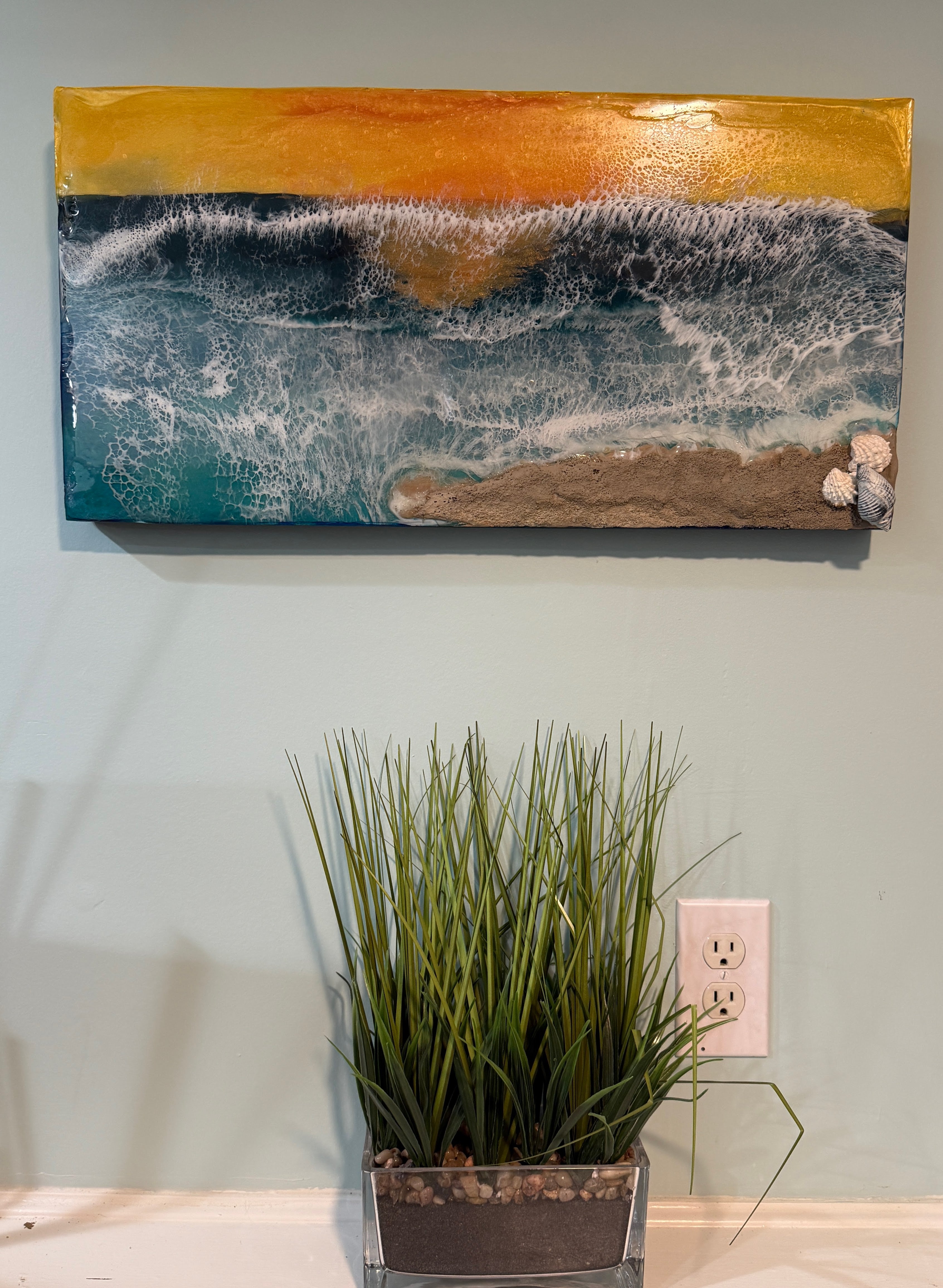 Memorial Art - Custom Cremation Ashes Ocean Wall Art