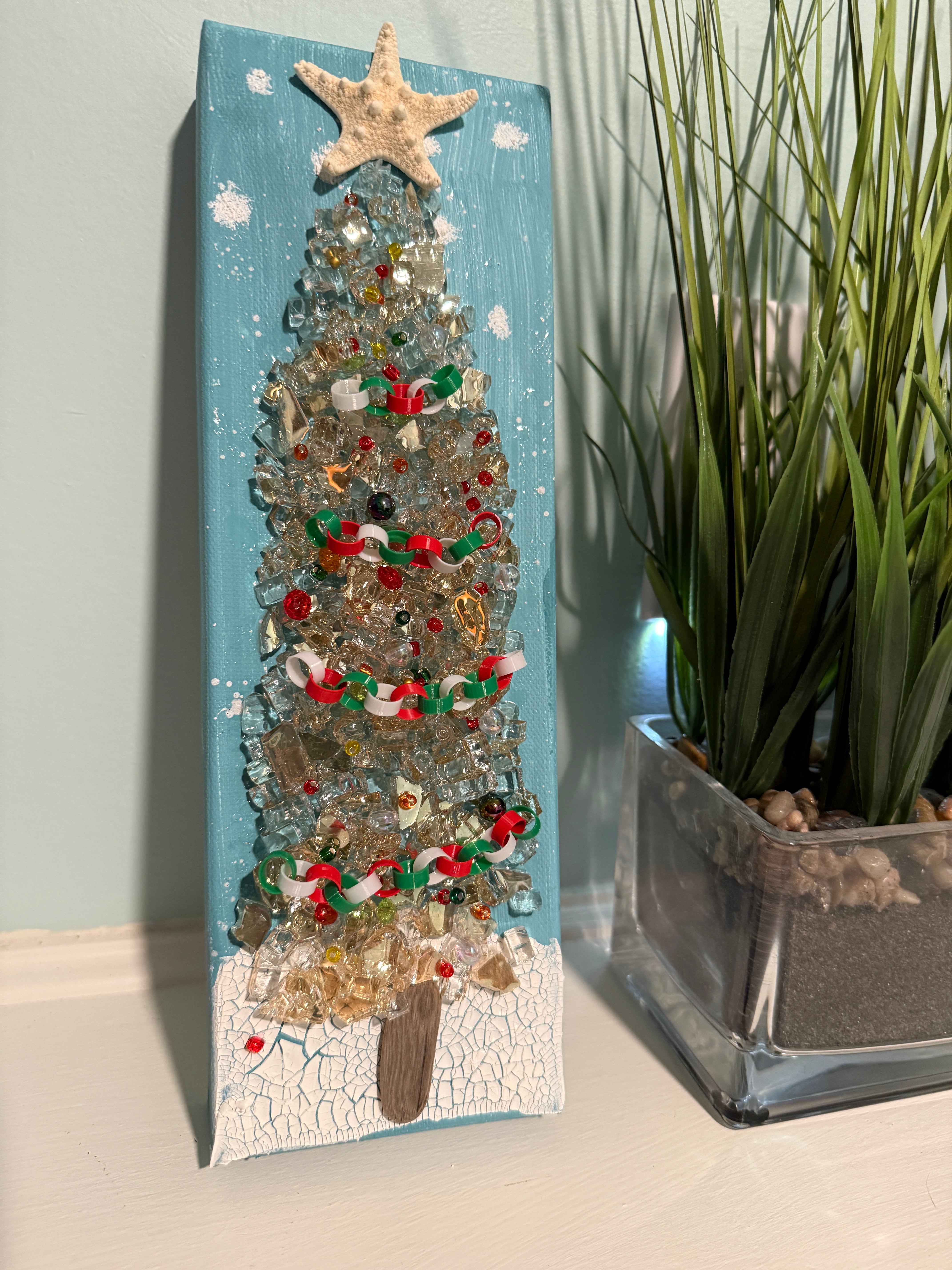 Coastal Crushed Glass Christmas Tree