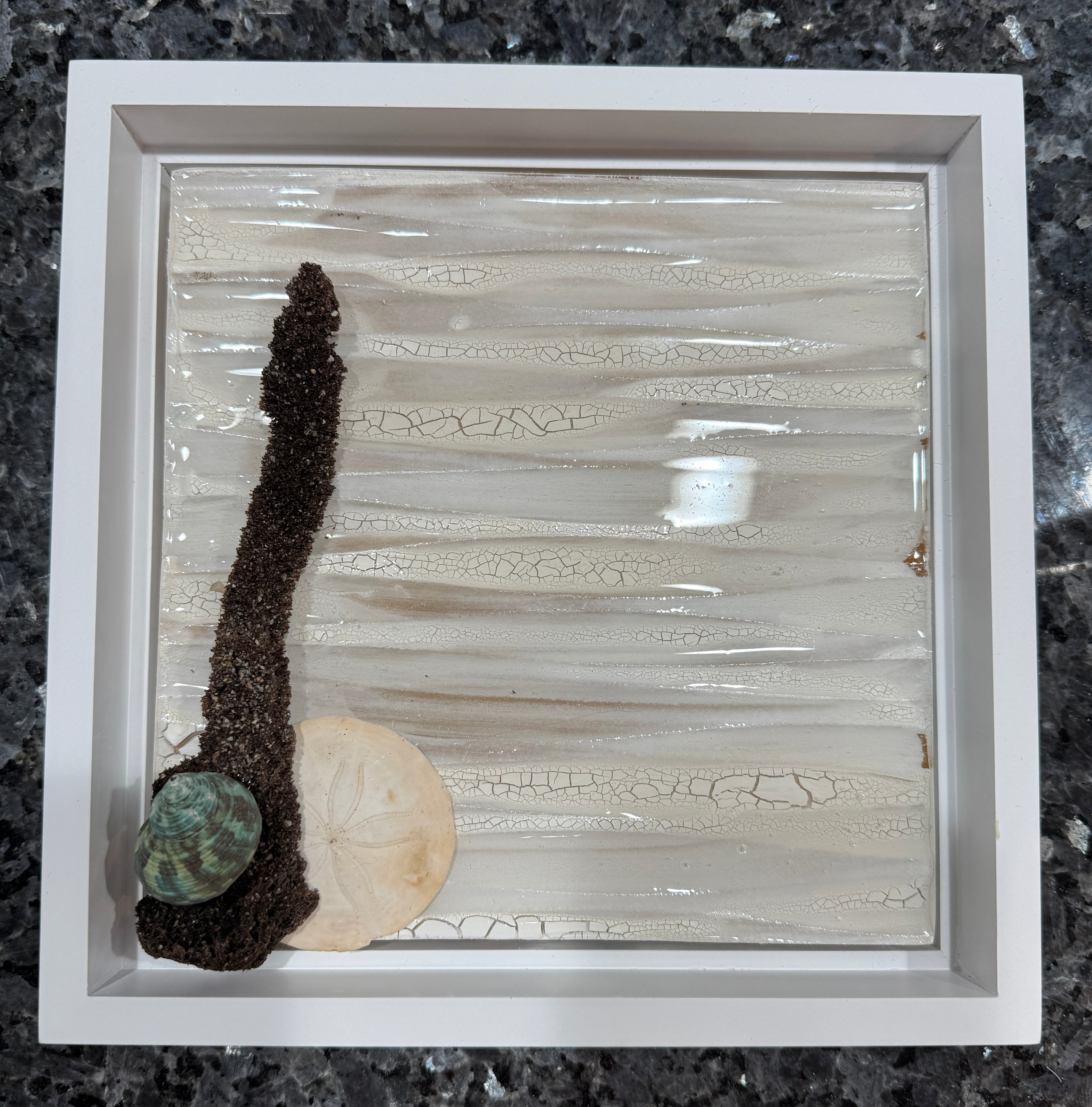 Coastal Harmony deep frame art - Wave Resin Art with Driftwood