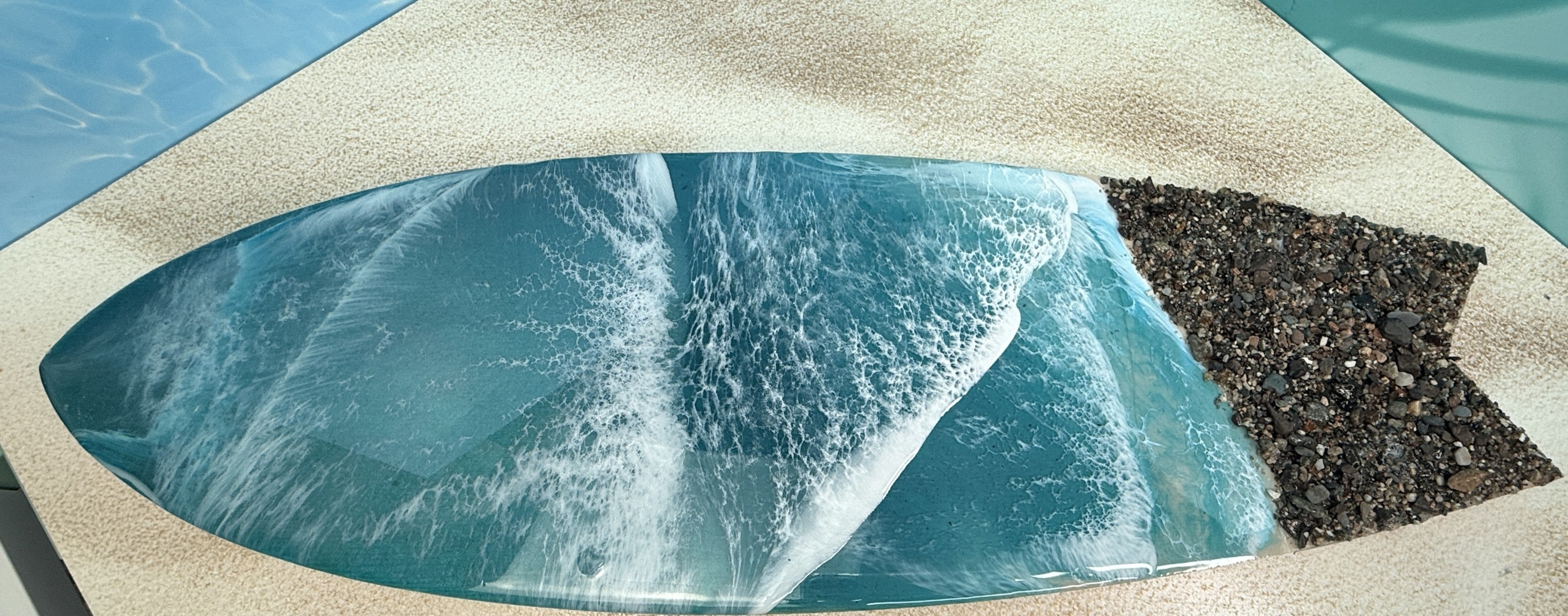 Pebble Point – 24 Inch Coastal Resin Art