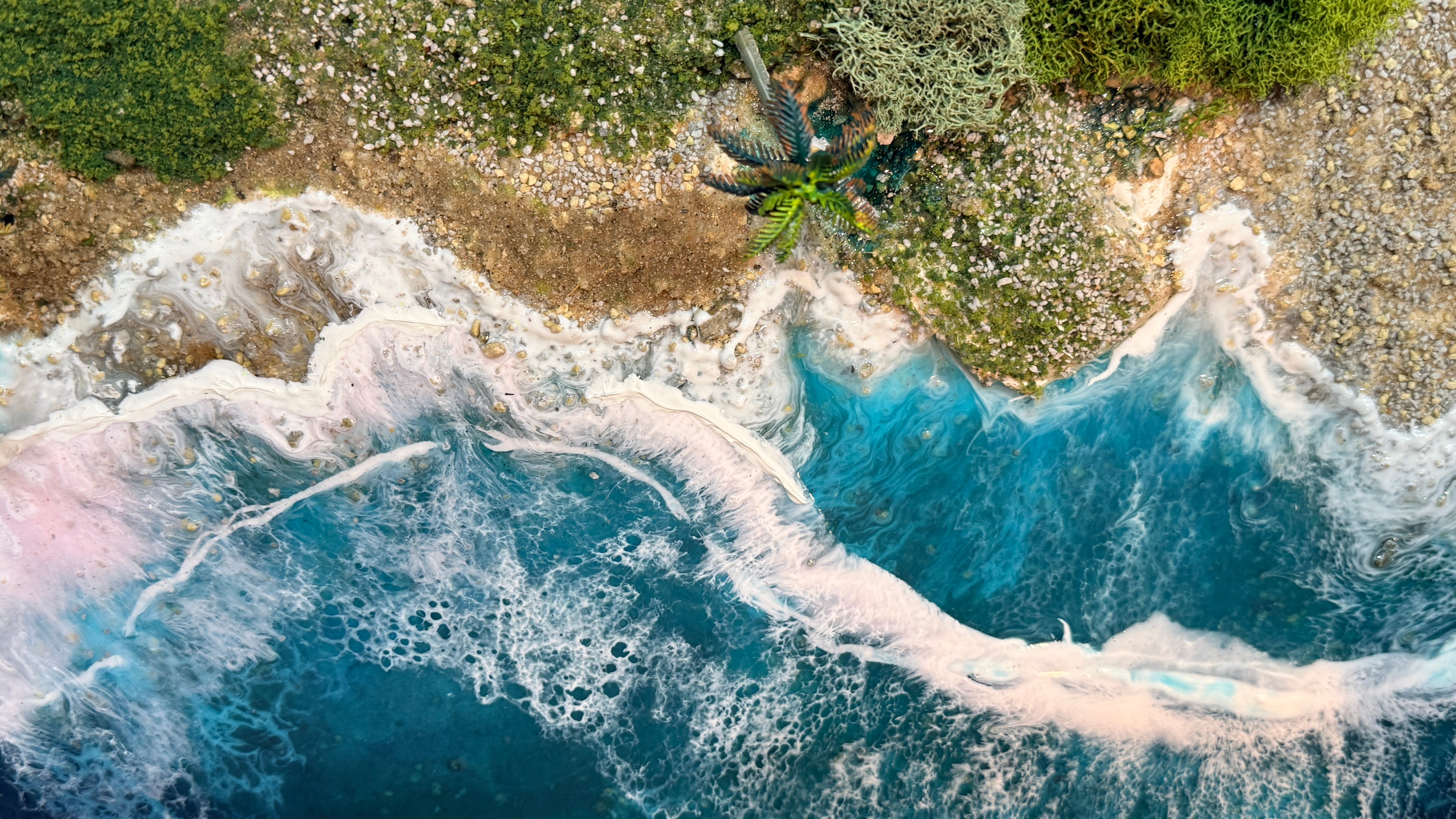 Island Tides – 15x30 Framed Coastal Resin Art