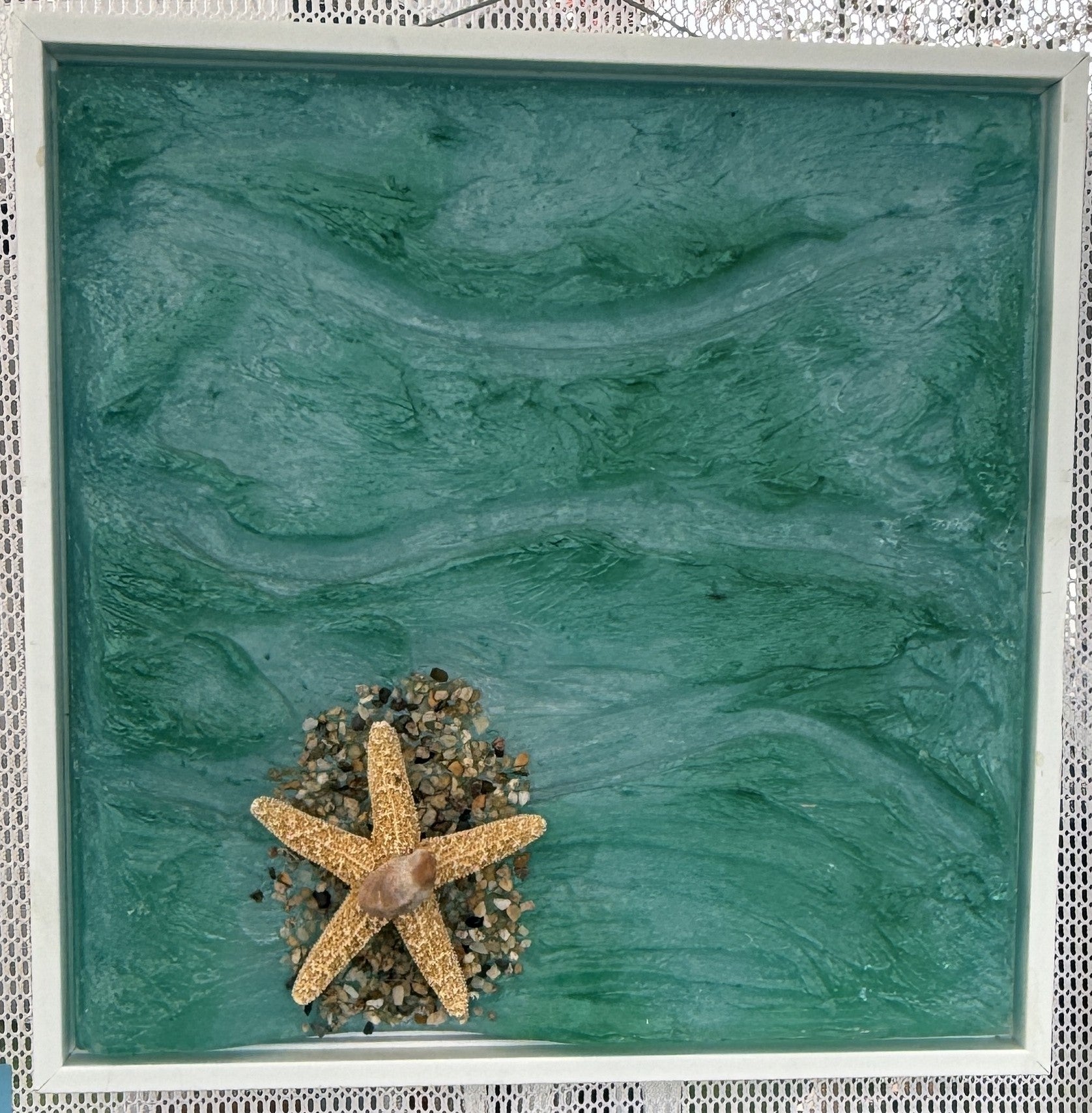 Seafoam Treasures – 12x12 Coastal Resin Art