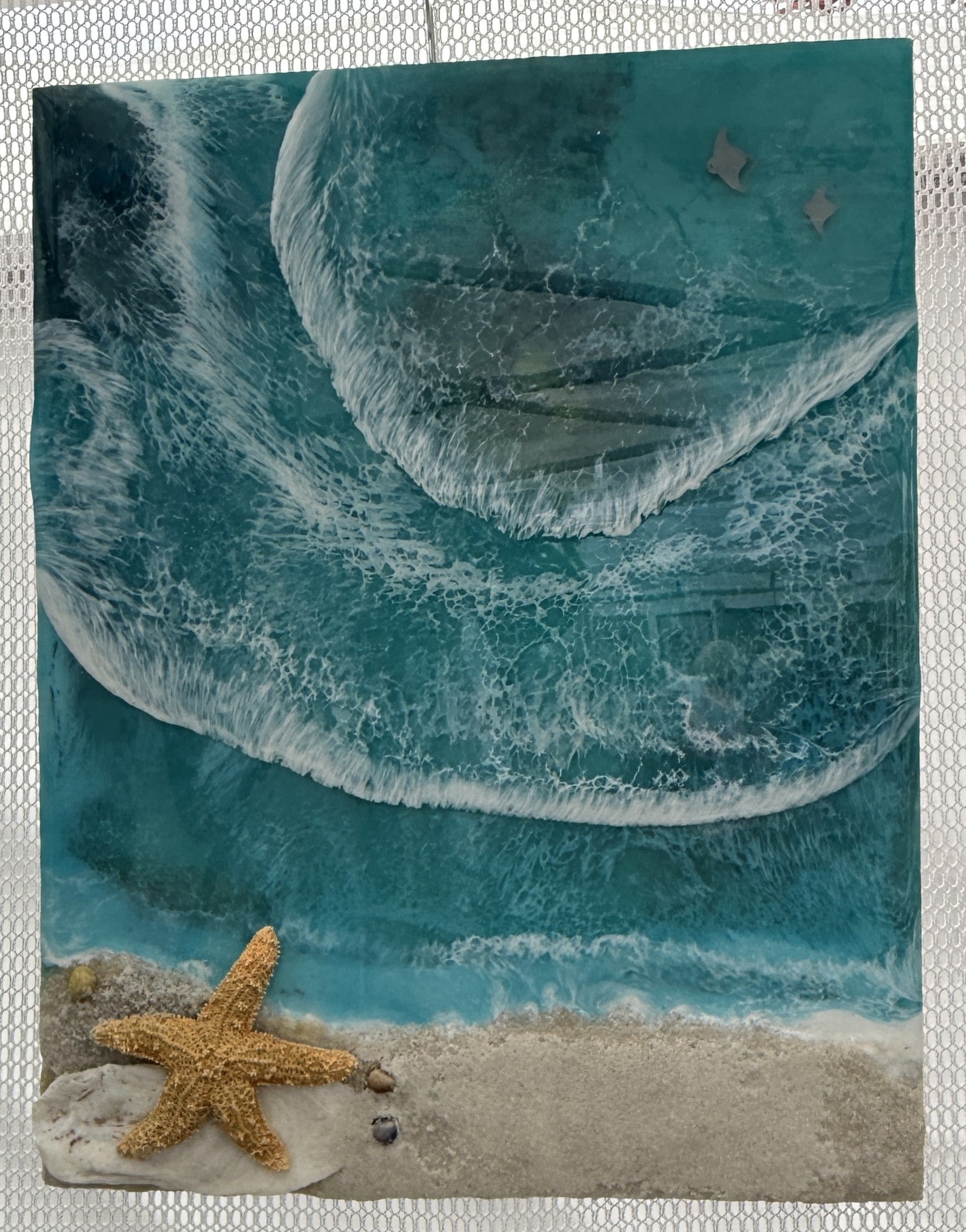 Starfish Shore – 11x14 Coastal Resin Art