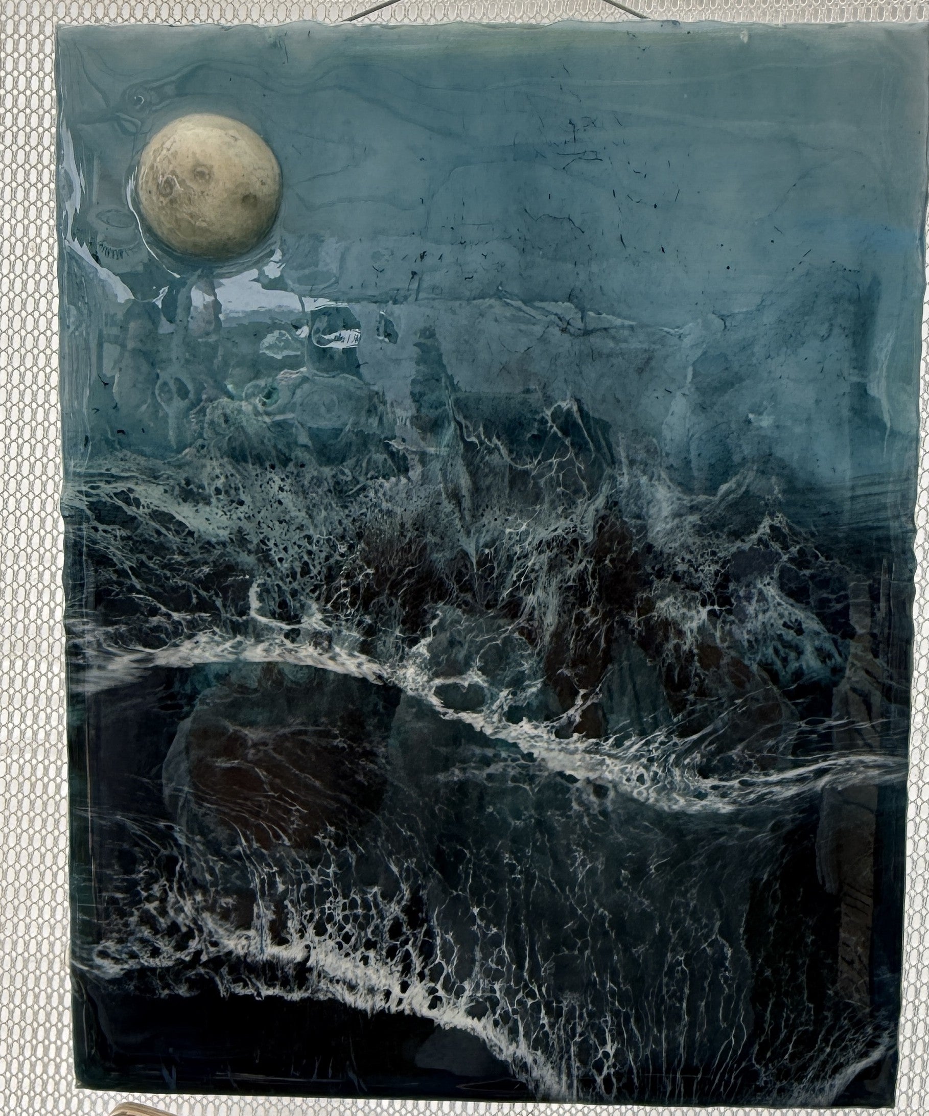 Moonlit Tides – 8x10 Coastal Resin Art