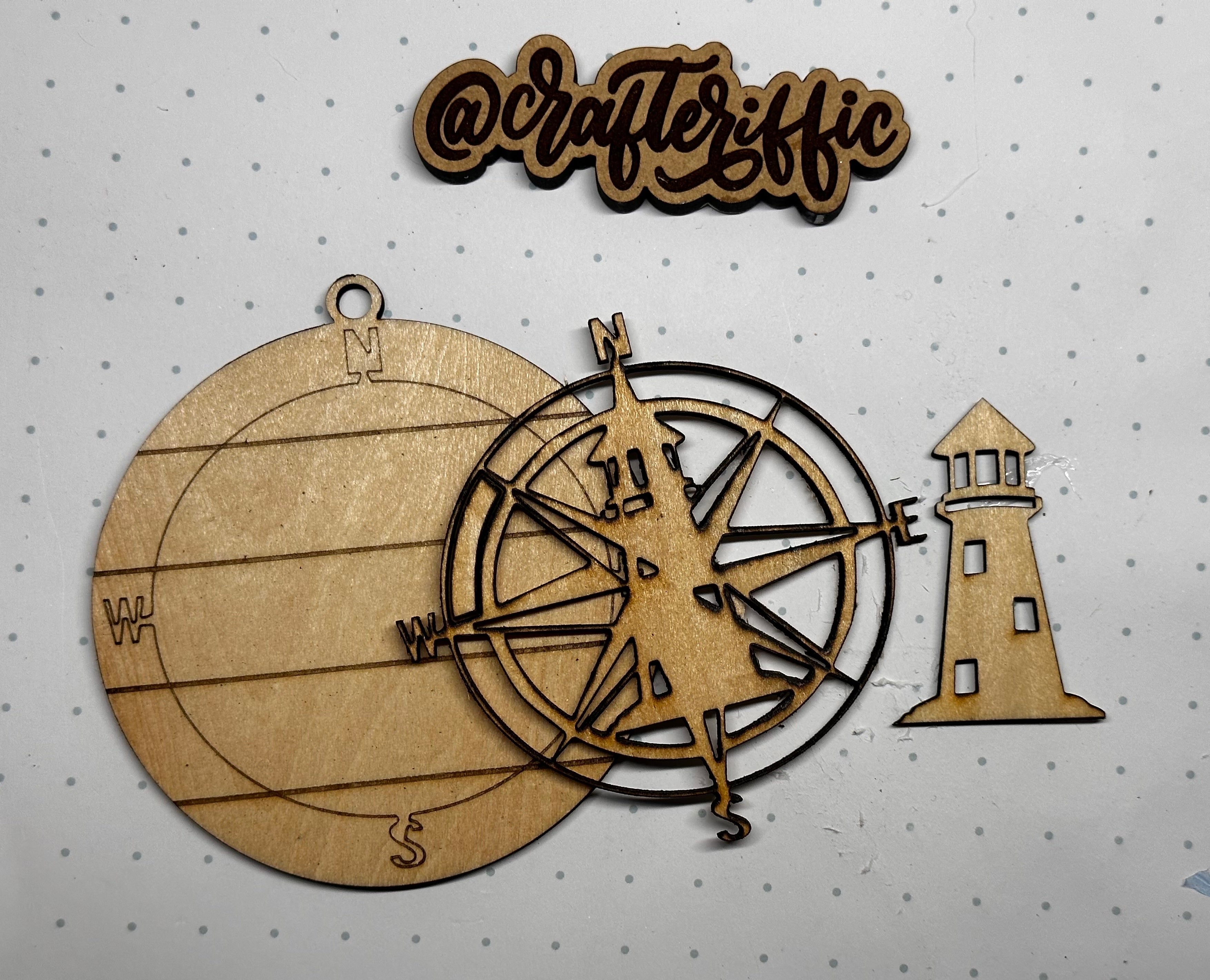 Compass with lighthouse-Crafteriffic Art