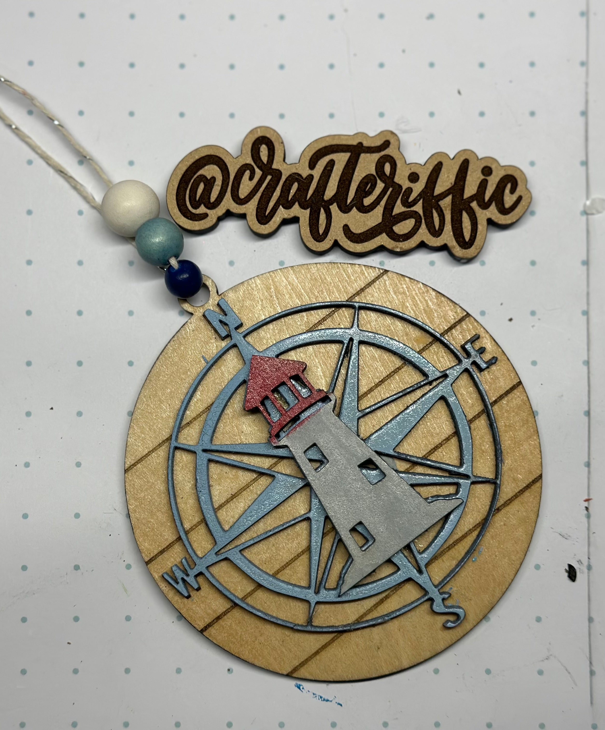 Compass with lighthouse-Crafteriffic Art