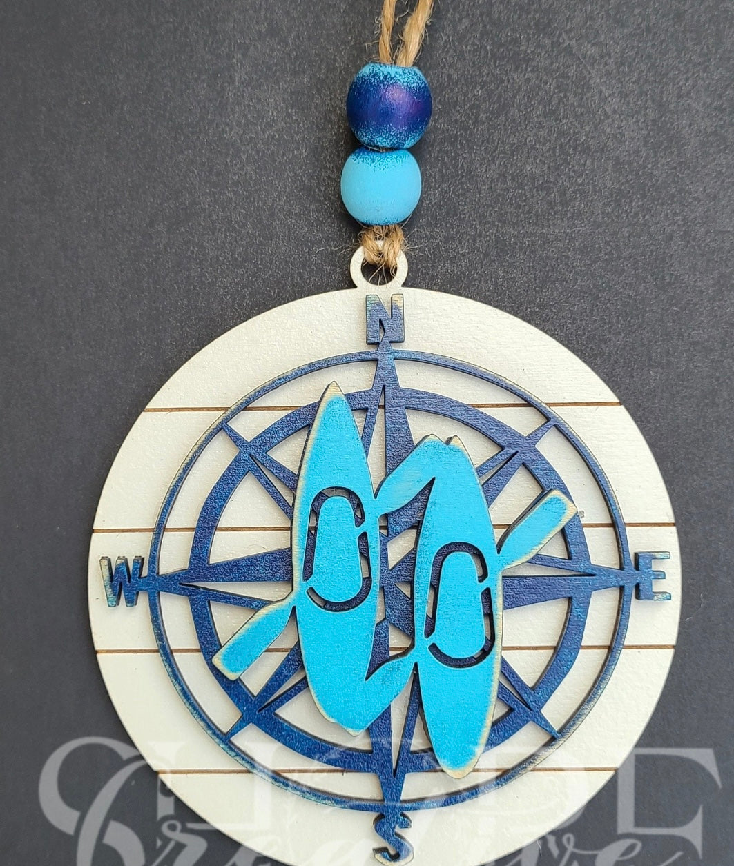 Handcrafted Compass Kayak Ornament-Crafteriffic Art